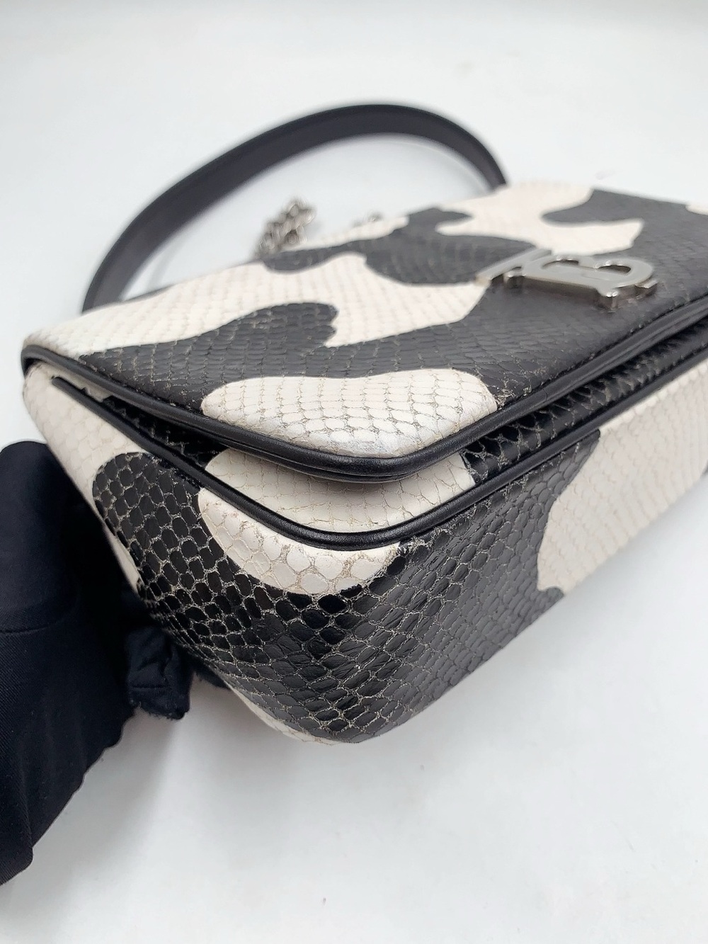 Authentic Burberry TB Logo Cow Print Leather Shoulder Bag - Picture 6 of 12